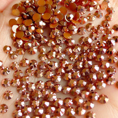 3mm Round Rhinestones | 14 Faceted Cut Resin Rhinestones (Brown Metal / Around 1000 pcs)