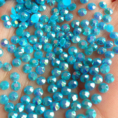 3mm Round Resin Rhinestones | AB Jelly Candy Color Rhinestones in 14 Faceted Cut (AB Blue / Around 1000 pcs)