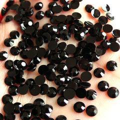 4mm Round Rhinestones | 14 Faceted Cut Resin Rhinestones (Black / Around 1000 pcs)