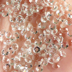 4mm Round Rhinestones | 14 Faceted Cut Resin Rhinestones (Transparent Clear / Around 1000 pcs)