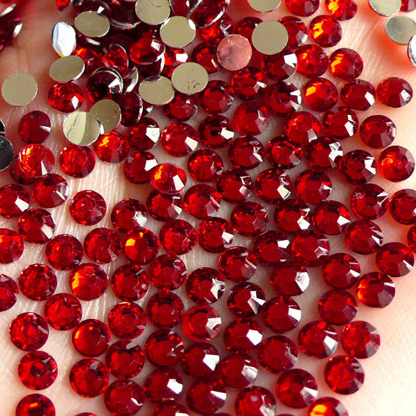 4mm Round Rhinestones | 14 Faceted Cut Resin Rhinestones (Red / Around ...