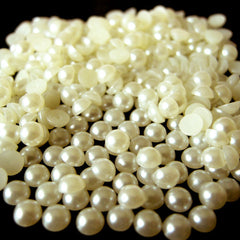 CLEARANCE 5mm CREAM WHITE Half Pearl Cabochons / Round Flat Back Faux Pearlized Cabochons (around 150 pcs) PEC5