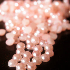 3mm LIGHT PINK Half Pearl Cabochons / Round Flat Back Faux Pearlized Cabochons (around 250-300 pcs) PEP3