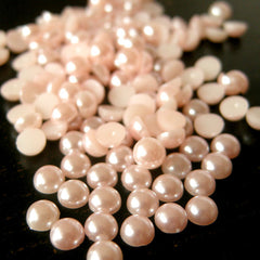 4mm LIGHT PINK Half Pearl Cabochons / Round Flat Back Faux Pearlized Cabochons (around 200-250 pcs) PEP4