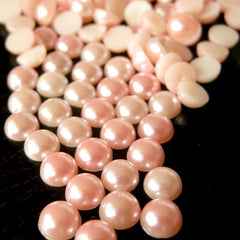 7mm LIGHT PINK Half Pearl Cabochons / Round Flat Back Faux Pearlized Cabochons (around 80 pcs) PEP7