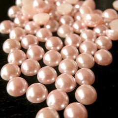 8mm LIGHT PINK Round Flat Back Faux Pearlized Cabochons / Half Pearl Cabochons (around 60 pcs) PEP8