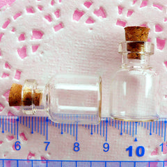 Tiny Glass Vials w/ Corks (24mm x 16mm / 1.5ml / 2pcs) Glass Bottles Glass Jars Glass Vile Dollhouse Food Craft Pendant Charm Making MC22