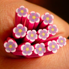 Polymer Clay Cane - Pink Flower - Fake Miniature Food / Dessert / Cake / Ice Cream Sundae Decoration Nail Art Nail Deco Scrapbooking CFW021