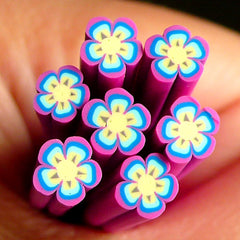 Purple Pink Flower Polymer Clay Cane Flower Fimo Cane Fake Miniature Sweet Decoration Nail Art Nail Deco Scrapbooking Earrings Making CFW064