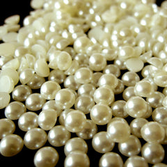 CLEARANCE 6mm CREAM WHITE Half Pearl Cabochons / Round Flat Back Faux Pearlized Cabochons (around 100 pcs) PEC6
