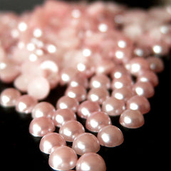 5mm LIGHT PINK Half Pearl Cabochons / Round Flat Back Faux Pearlized Cabochons (around 150 pcs) PEP5