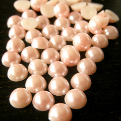 9mm LIGHT PINK Round Flat Back Faux Pearlized Cabochons / Half Pearl Cabochons (around 50 pcs) PEP9