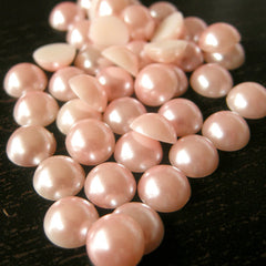 CLEARANCE 10mm LIGHT PINK Round Flat Back Faux Pearlized Cabochons / Half Pearl Cabochons (around 40 pcs) PEP10