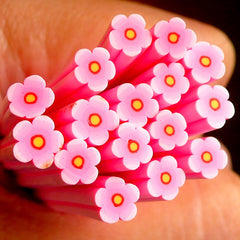 Polymer Clay Cane - Pink Flower - Fake Miniature Food / Dessert / Cake / Ice Cream Sundae Decoration Nail Art Nail Deco Scrapbooking CFW022