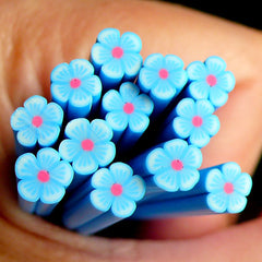 Blue Flower Polymer Clay Cane Fimo Cane Fake Miniature Food Sweets Decoration Nail Art Nail Deco Scrapbooking CFW043