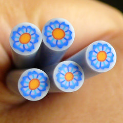 Blue Flower Fimo Cane Polymer Clay Cane Fake Miniature Food Sweets Decoration Nail Art Nail Deco Scrapbooking CFW045