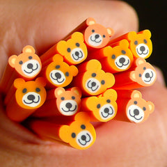 Orange Bear Polymer Clay Cane Animal Fimo Cane Fake Miniature Sweets Decoration Faux Cupcake Topper Nail Art Nail Deco Scrapbooking CAN035