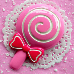 Large Lollipop Cabochon Huge Decoden Cabochon Sweet Candy Cabochon (60mm x 92mm / Pink) Kawaii Phone Decoration Cute Lolita Craft FCAB038