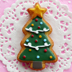 CLEARANCE Christmas Tree Cabochon Sugar Cookie Cabochon (41mm x 67mm / Flat Back) Kawaii Decoration Christmas Ornaments Real Size Cabochon FCAB036