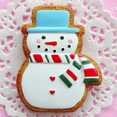 Snowman Cabochon Christmas Sugar Cookie Cabochon (50mm x 63mm / Flat Back) Kawaii Sweets Deco Christmas Scrapbook Party Decoration FCAB035
