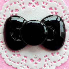 CLEARANCE Black Bowtie Cabochon Kawaii Bow Cabochon Large Bow Tie Cabochon (65mm x 38mm / Flatback) Cell Phone Deco Gothic Lolita Decoden Piece CAB057