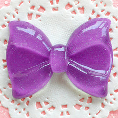 CLEARANCE Decoden Cabochon Bow Tie with Glitter (60mm x 44mm / Purple / Flatback) Huge Bowtie Applique Scrapbooking Sweet Lolita Jewelry DIY CAB041