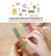 Kawaii Deco Sticker / Petit Deco Sticker (8 Sheets) in Floral Polka Dot Checker Garden Pattern, etc - Scrapbooking Gift Wrap Diary Deco S016