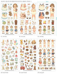 Paper Doll Mate Deco Sticker Set Afrocat (6 Sheets) Sweets Animal Doll Sticker (Transparent Ver.) Scrapbooking Gift Wrap Diary Deco S011