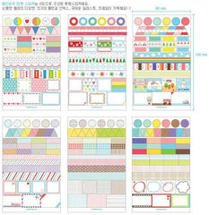 Kawaii Diary Deco Sticker Set Rainbow Market (6 Sheets / Transparent) Polka Dot Stripes Scrapbooking Packaging Party Deco Collage S007