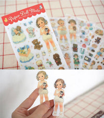 Paper Doll Mate Deco Sticker Set Afrocat (6 Sheets) Sweets Animal Doll Sticker (Transparent Ver.) Scrapbooking Gift Wrap Diary Deco S011