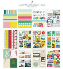 Daily Deco Sticker Set (Travel) (12 Sheets) Stamp Point Sign Message Photo Passport Tag Line Masking Sticker - Scrapbooking Gift Wrap S012