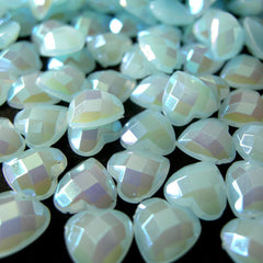 AB Bubblegum Pearlized Heart Cabochons / AB Heart Pearl in 8mm (Light Blue) (80 pcs) PES14