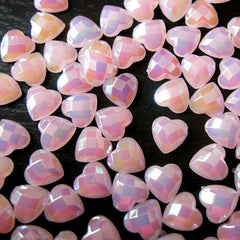 AB Heart Pearl / AB Bubblegum Pearlized Heart Cabochons in 8mm (Light Pink) (80 pcs) PES11