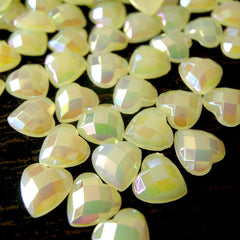 AB Heart Pearl / AB Bubblegum Pearlized Heart Cabochons in 8mm (Light Yellow) (80 pcs) PES15