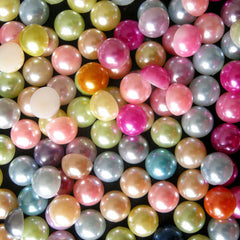 8mm Colorful Pearl Mix / Assorted Faux Pearl Cabochons Mix (Round / Half) (60pcs) PEMC8