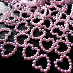 Pearlized Heart Ring Cabochon / Faux Beaded Heart Pearl Cabochons (PURPLE) (11mm) (around 30 pcs) PES19