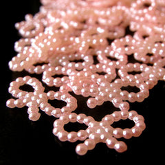 Faux Beaded Ribbon Pearl Cabochons / Pearlized Ribbon Ring Cabochon (PINK) (18mm) (around 30 pcs) PES25