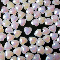 AB Heart Pearl / AB Bubblegum Pearlized Heart Cabochons in 8mm (White) (80 pcs) PES10