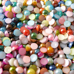 4mm Assorted Faux Pearl Cabochons Mix / Colorful Pearl Mix (Round / Half) (200-250pcs) PEMC4