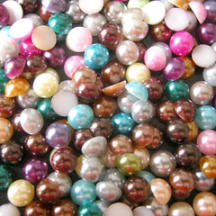 7mm Colorful Pearl Mix / Assorted Faux Pearl Cabochons Mix (Round / Half) (80pcs) PEMC7