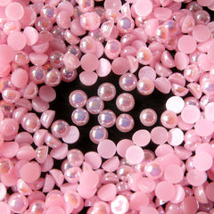CLEARANCE 3mm AB Light Pink Half Pearl Cabochons / Round Flat Back Faux Pearlized Cabochons (around 250-300 pcs) PEAB-P3