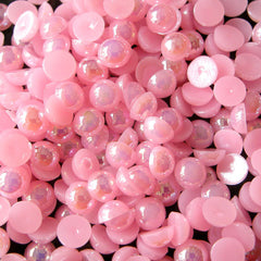 CLEARANCE 5mm AB Light Pink Half Pearl Cabochons / Round Flat Back Faux Pearlized Cabochons (around 150 pcs) PEAB-P5
