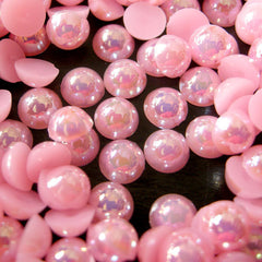 CLEARANCE 6mm AB Light Pink Half Pearl Cabochons / Round Flat Back Faux Pearlized Cabochons (around 100 pcs) PEAB-P6