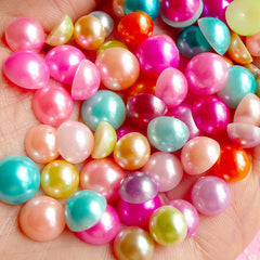Colorful Fake Pearl Cabochons Mix (Round / Half / Assorted Colors) (8mm, 9mm and 10mm) (around 50 pcs / 9 gram) PEMC810
