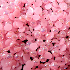 CLEARANCE 4mm AB Light Pink Half Pearl Cabochons / Round Flat Back Faux Pearlized Cabochons (around 200-250 pcs) PEAB-P4