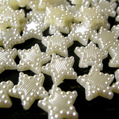 Pearlized Star Pearl Cabochon / Flat Back Deco Star Faux Pearl in CREAM WHITE (around 30 pcs) (11mm) PES35