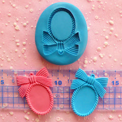 Frame Setting Mold w/ Ribbon 40mm Flexible Mold Silicone Mold Kawaii Jewelry Mold Scrapbooking Polymer Clay Resin Cell Phone Deco Mold MD649
