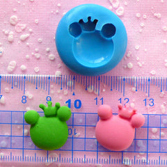 Prince Frog Mold w/ Crown 20mm Silicone Mold Flexible Mold Polymer Clay Scrapbooking Mini Cupcake Topper Fondant Kawaii Animal Mold MD695