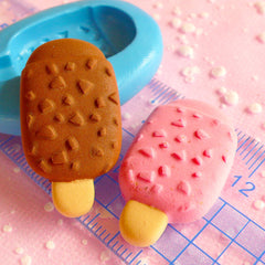 Ice Cream Bar Popsicle Mold w/ Chocolate Chip 32mm Flexible Silicone Mold Kawaii Miniature Sweets Mold Kitsch Jewelry Cabochon Mold MD290