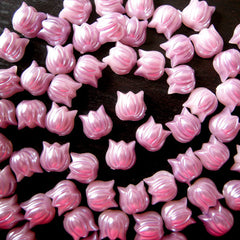 Tulip Pearl Flower Cabochons / Tulip Pearlized Cabochon in PURPLE (7mm) (around 30 pcs) PES40